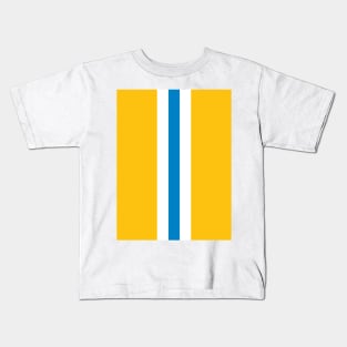 Retro American Football Stripes LA Yellow, White, Blue Kids T-Shirt